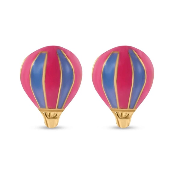 14 KT Solid Gold Hot Air Balloon Earring Studs